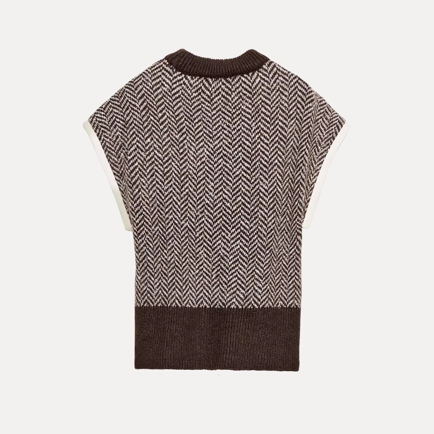 Zoete Faionable Gebreid Vest Top Dames Faion Herfst 2025, rond Ne Streeppatroon Geen Knoopsluiting Pendelen Sle