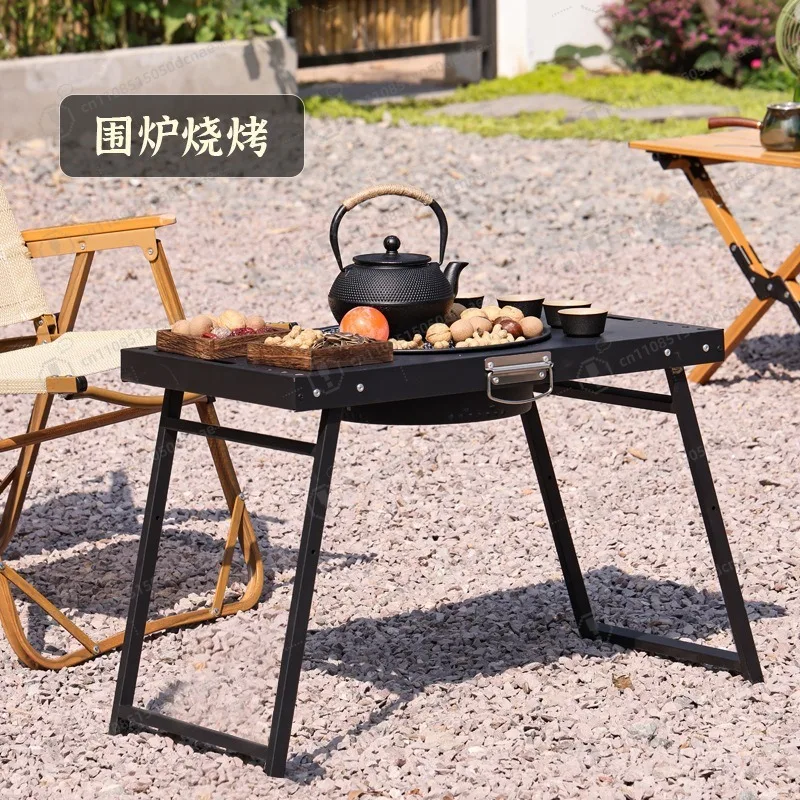 custom-outdoor-camping-tea-table-foldable-stainless-steel-smokeless-charcoal-bbq-grill-rack