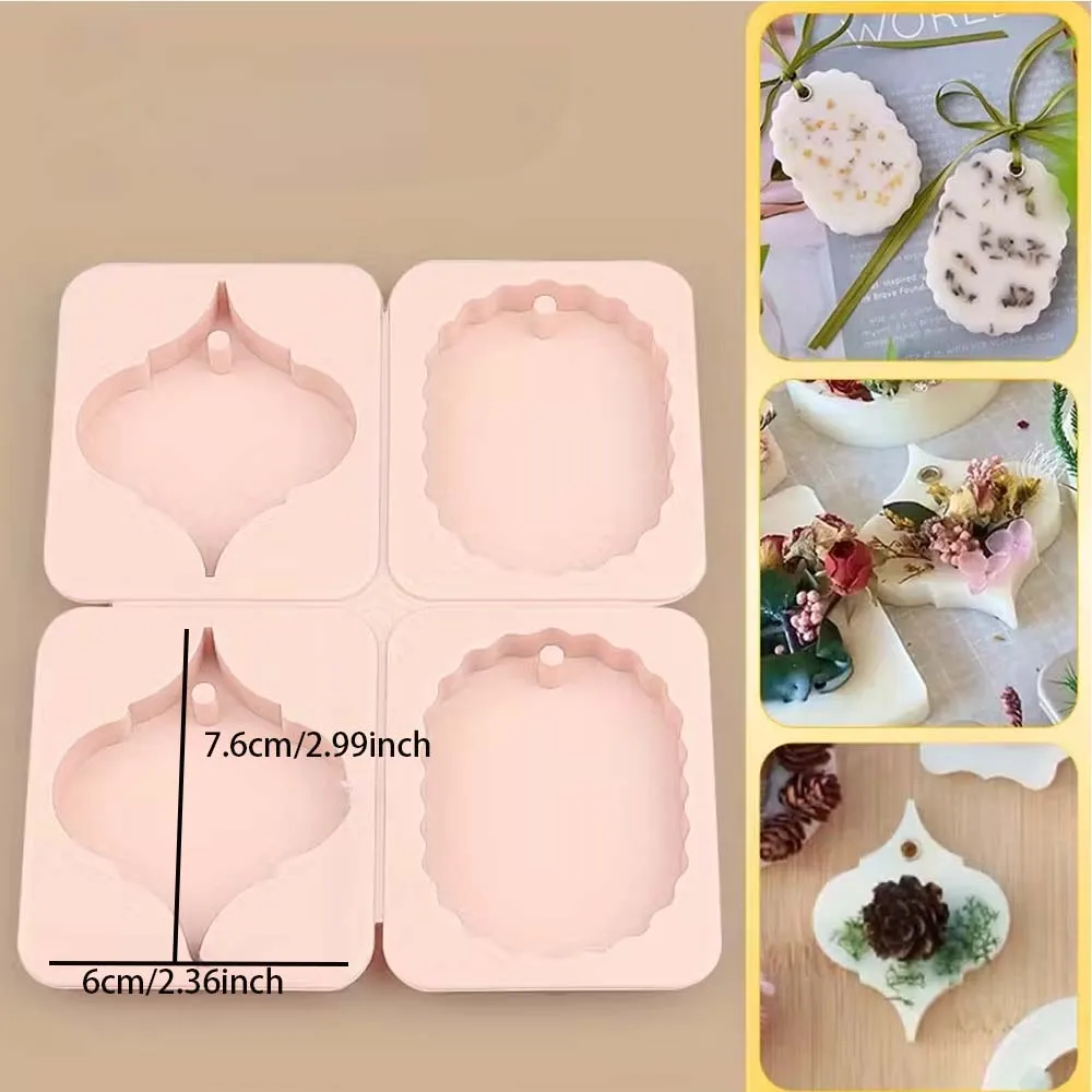 4style Silicone Molds for Wax Resin Keychain Candle Mold Rectangular Casting Jewelry Making with Holes for DIY Pendant Crafts