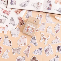 45pcs Kawaii Dog Cat Decorative Boxed Stickers Scrapbooking Label Diary Ins Stationery Album Phone Journal Planner