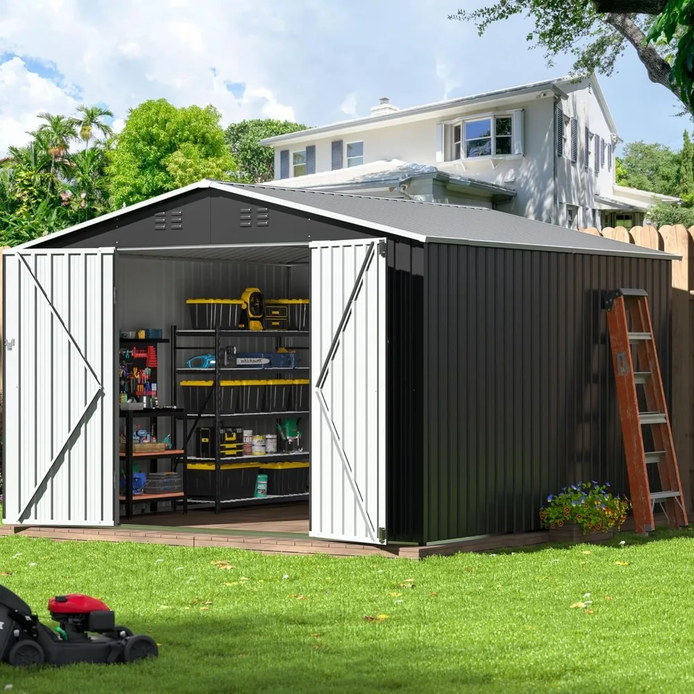 Sheds Outdoor Storage, for Backyard Garden Patio Garden Shed with Updated Frame Structure and Lockable Doors, Metal Tool Shed