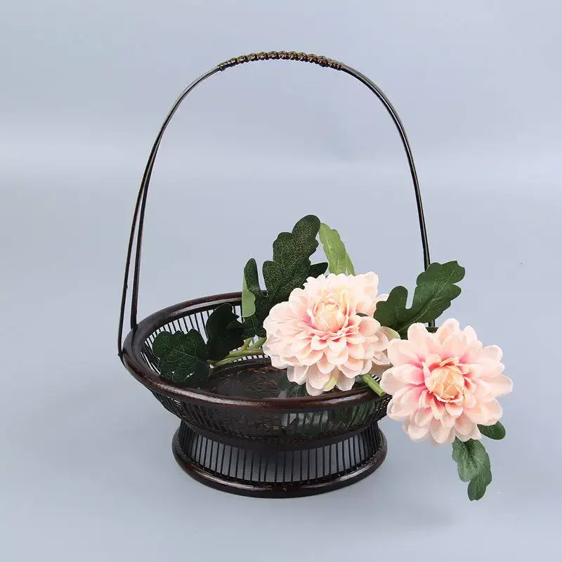 Small original flower flow device, flower arrangement, bamboo vase, flower basket, rattan handmade ornament