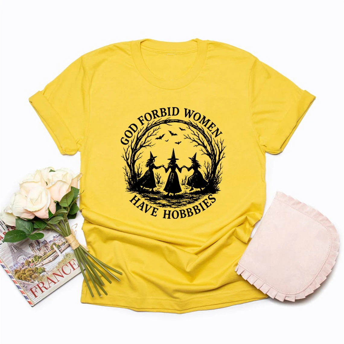 God Forbid Vrouwen Hebben Hobby T-shirt Grappige Witchy Feministische Tee Korte Mouw Vrouwen T-shirts Heks Halloween Gift Vrouwen Kleding