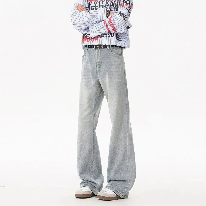 

Мужские джинсы с градиентной окраской в стиле High Street, модные новые широкие свободные джинсы-клеш, уличная одежда на все сезоны