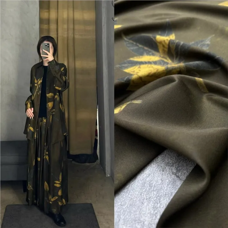 ชุดเดรสผ้าไหมทอลายทแยงพิมพ์ลายฤดูร้อนชุดกระโปรงครึ่งตัว