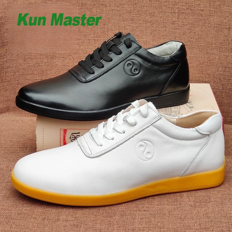 Tai Chi Shoes Martial Arts Genuine Leather Premium Cowhide Lightweight Non Slip Wushu Shoes Comfortable Taiji Practice Footwear
