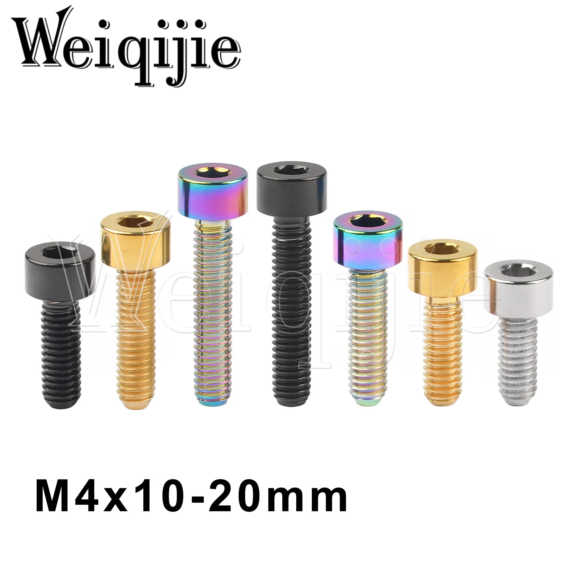 

Weiqijie 6pcs Titanium Bolt M4x10/12/15/20mm Allen Key Socket Cylinder Head Screw Bicycle Titanium Fastener