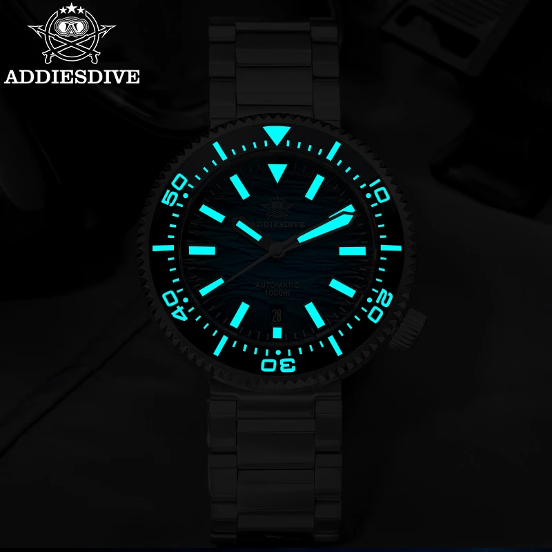 Addiesdive 1000m relógios de mergulho vidro safira nh35 relógio automático bgw9 relógios de pulso luminosos moldura cerâmica esportes reloj hombre