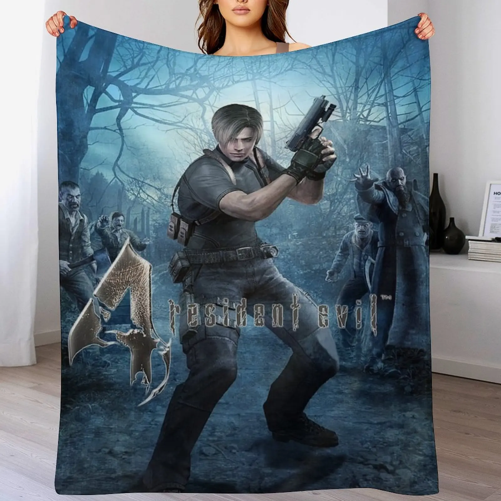 

Resident Evil 4 Leon Throw Blanket Soft Sofas Hairy for babies Blankets