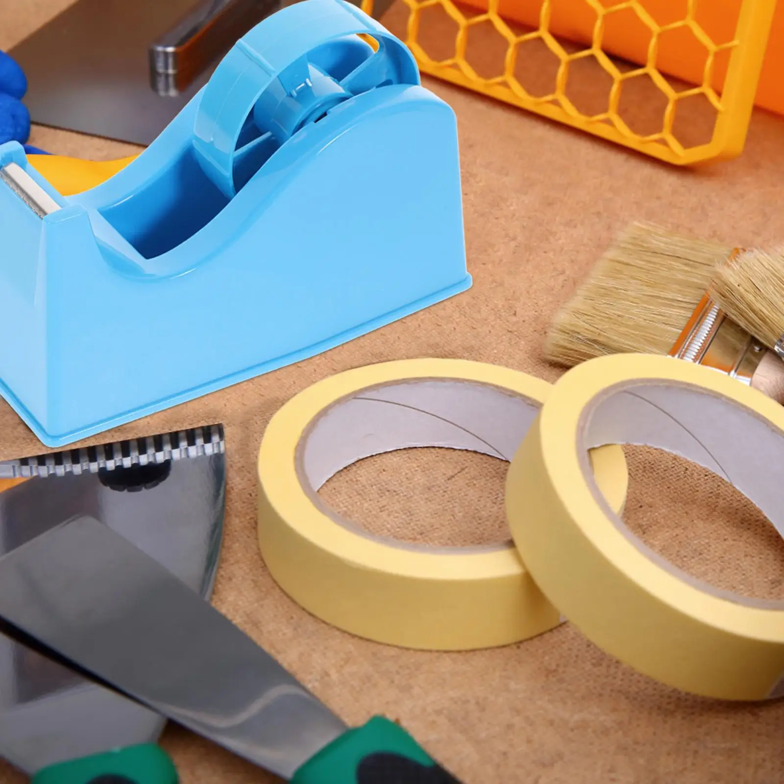 Desktop Tape Dispenser Adhesive Paper Cutting Machine Professional Tape Holder Tabletop Weighted Base Non Slip Mat Random Color