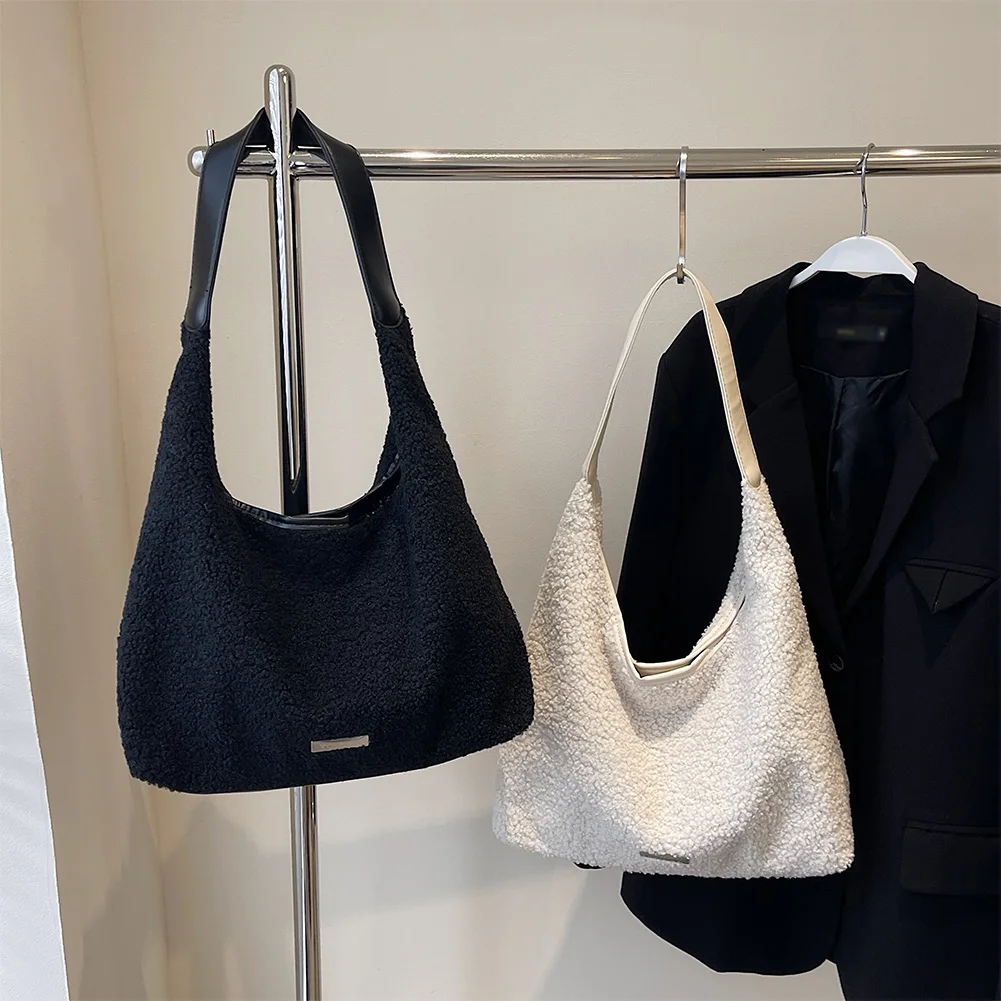 Borsa a tracolla in peluche da donna Borsa tote soffice e carina Borsa con manico superiore in morbida peluche di grande capacità Borsa da donna in pelliccia sintetica per l'autunno inverno