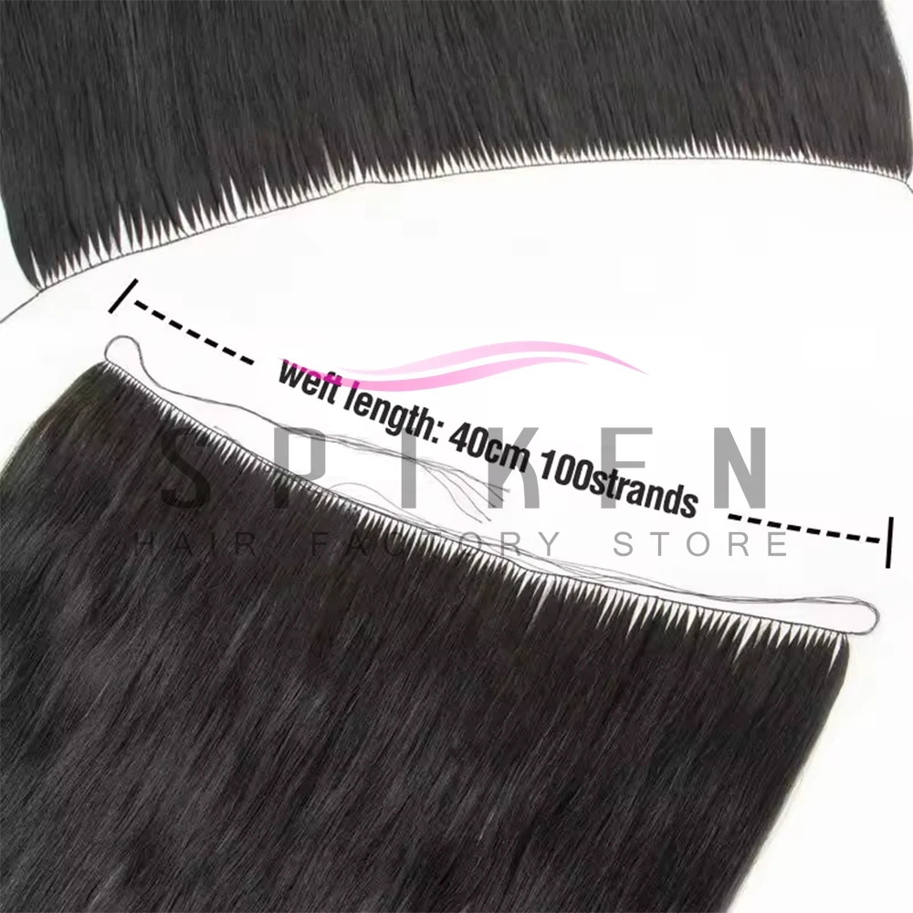 Blonde Feather Hair Bundles Extensions Natural Fish Line Human Hair 40-70g Invisible Micro rings Hair Extension Weft 100 strands - view 3