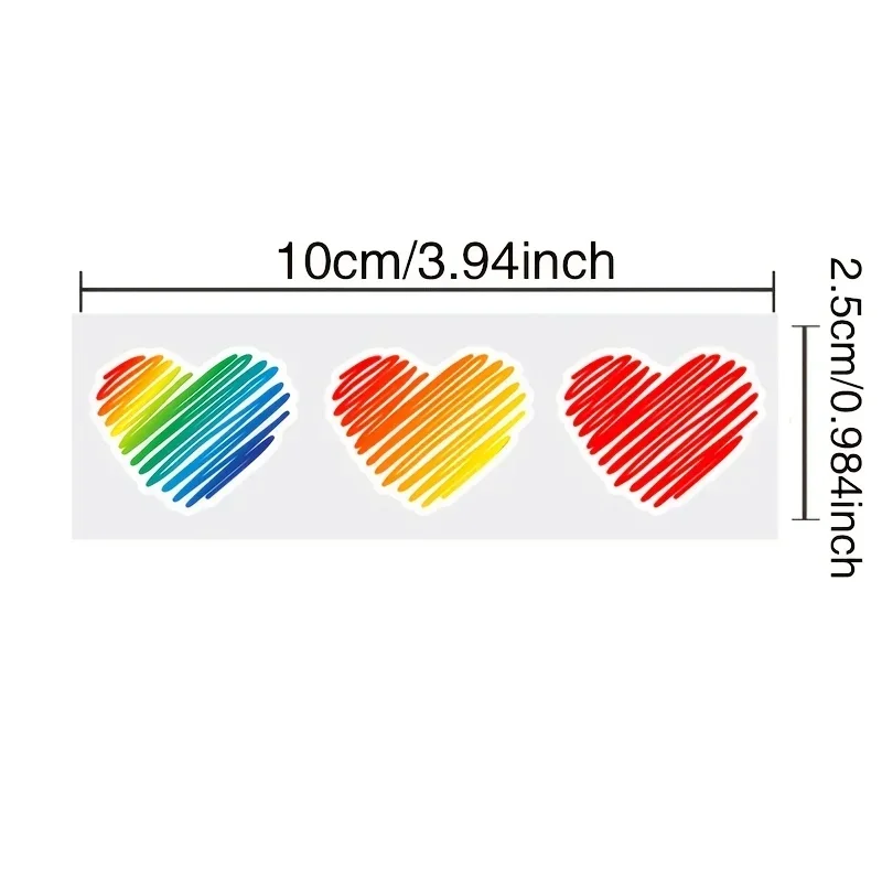 1SET Cute Rainbow Heart Car Sticker, Colorful Love Heart Decal for Car Body/Window, Add Sweet & Vibrant Vibe to Your Automobile