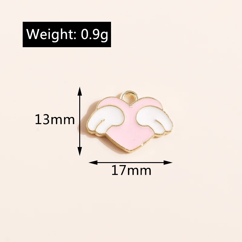 Leslie 10 Stück neue romantische Emaille rotes Herz Charms Valentinstag Schmuck Kuss Mund Herz Rose Anhänger für DIY Schmuckherstellung – Detail 9