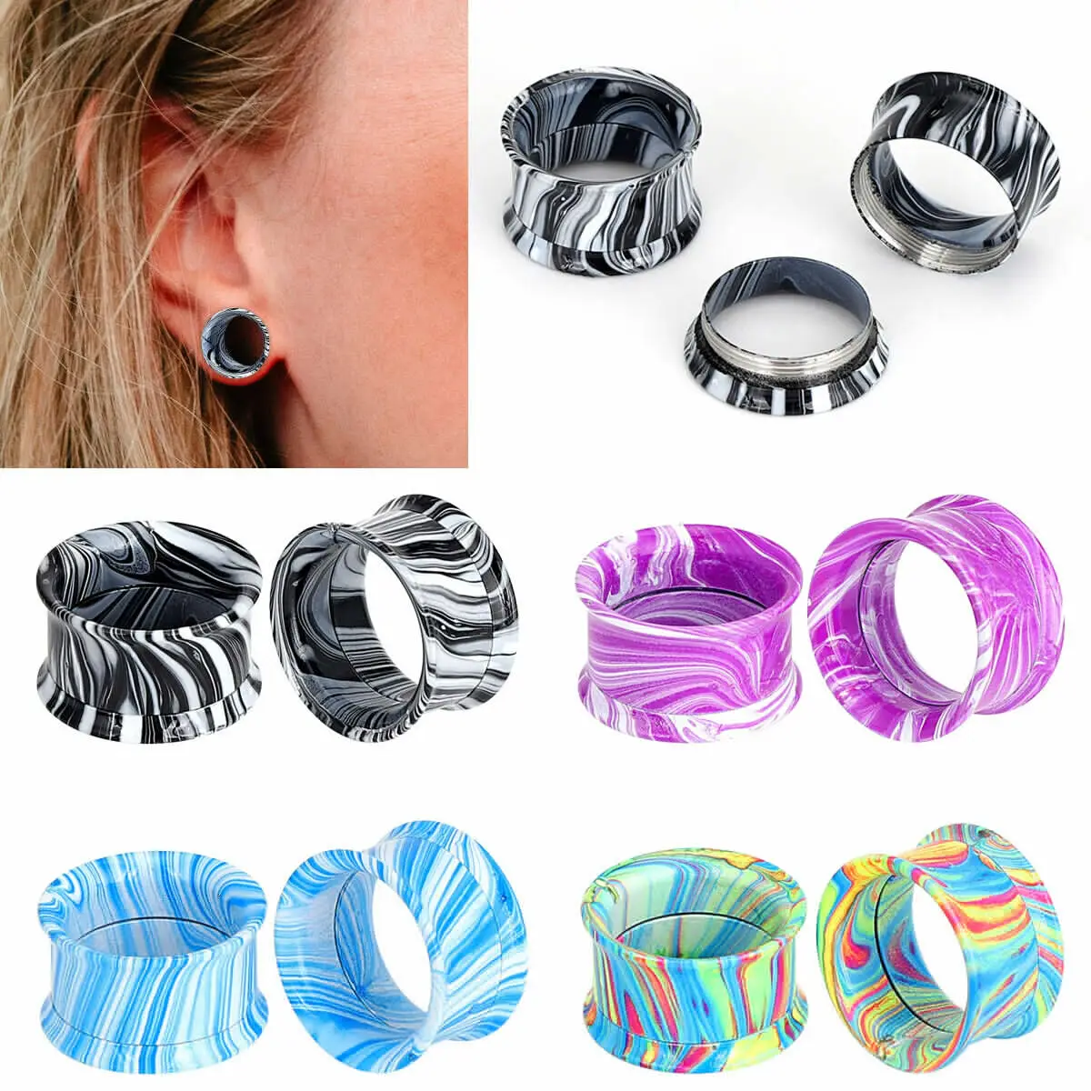 

2pcs Stainless Steel Flesh Plugs Ear Tunnels Double Flared Stretching Gauges Expander Piercing Jewelry 6-25mm