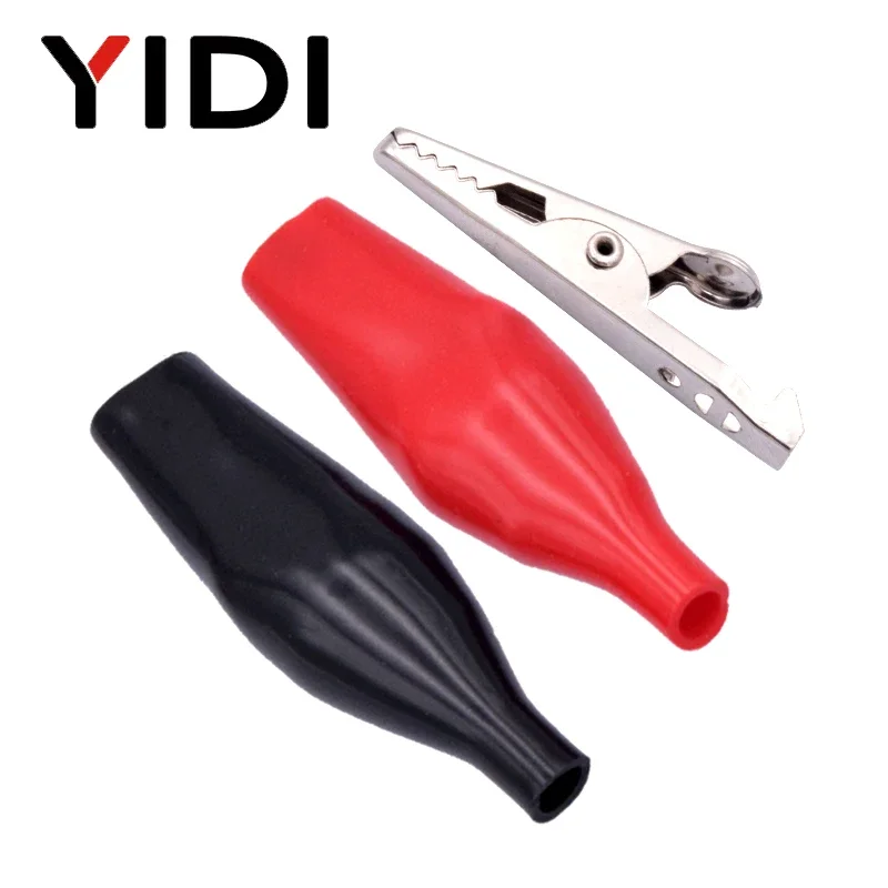 20pcs/lot Metal Test Alligator Clips 28mm/35mm/45mm Crocodile Electrical Clamp Black Red Plastic Boot Car Battery Test Meter