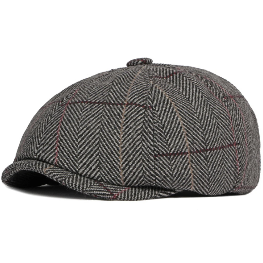 

HT4964 Beret Cap Retro Artist Painter Plaid Beret Hat Male Female Ivy Flat Cap Autumn Winter Hat Adjustable Berets for Men Women
