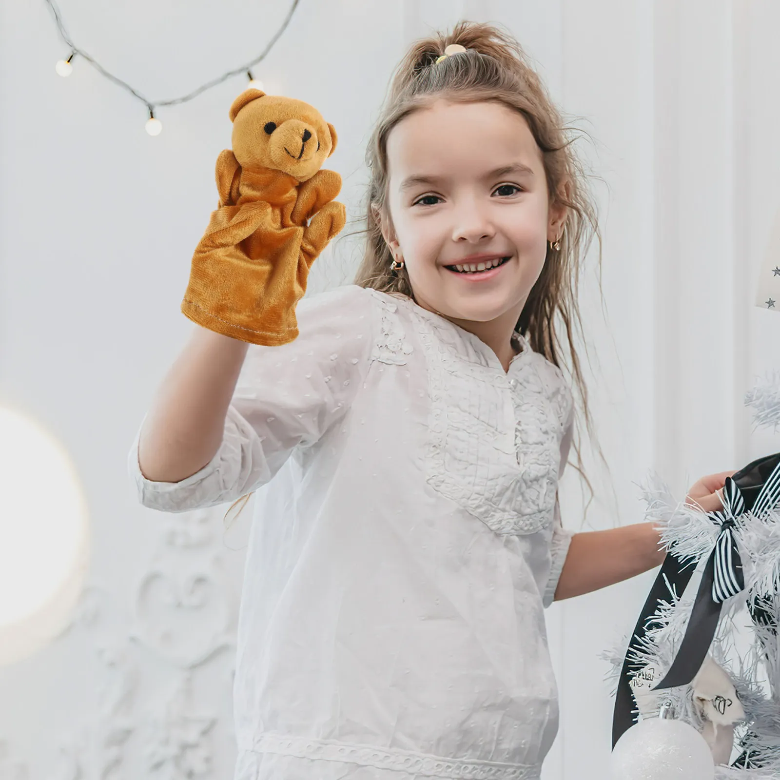 

Bear Hand Puppet Made from PP Cotton Material Safe for Children Compact Size Easy to Carry Perfect for Role Play Learning and