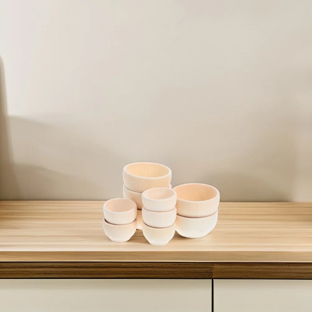 

20Pcs Unfinished Mini Wood Bowls DIY Craft Tableware Blank Wooden Accessories for Creative Home Decor Projects