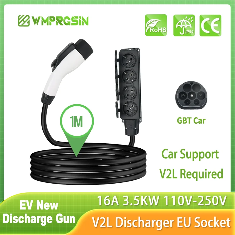 

16A EVSE GBT Type2 Plug lsrael Socket V2L Discharger For IEC62196 GBT Car EV Cable Support BYD Kia Hyundai Discharge V2L Vehicle