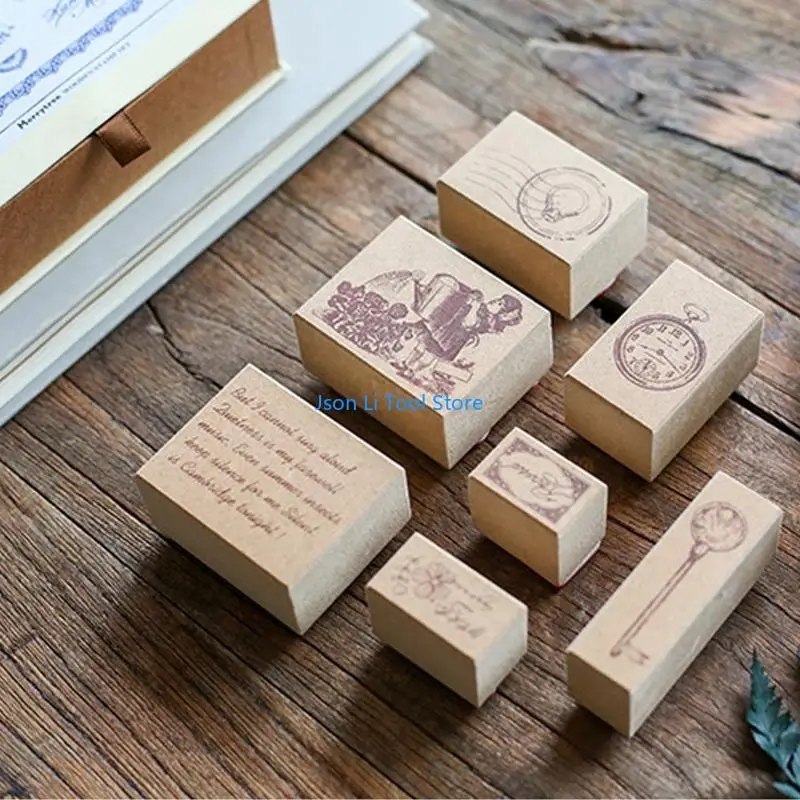 Sello madera retro vintage y08d para artesanías bricolaje tarjetas felicitación registro viajes decoración del