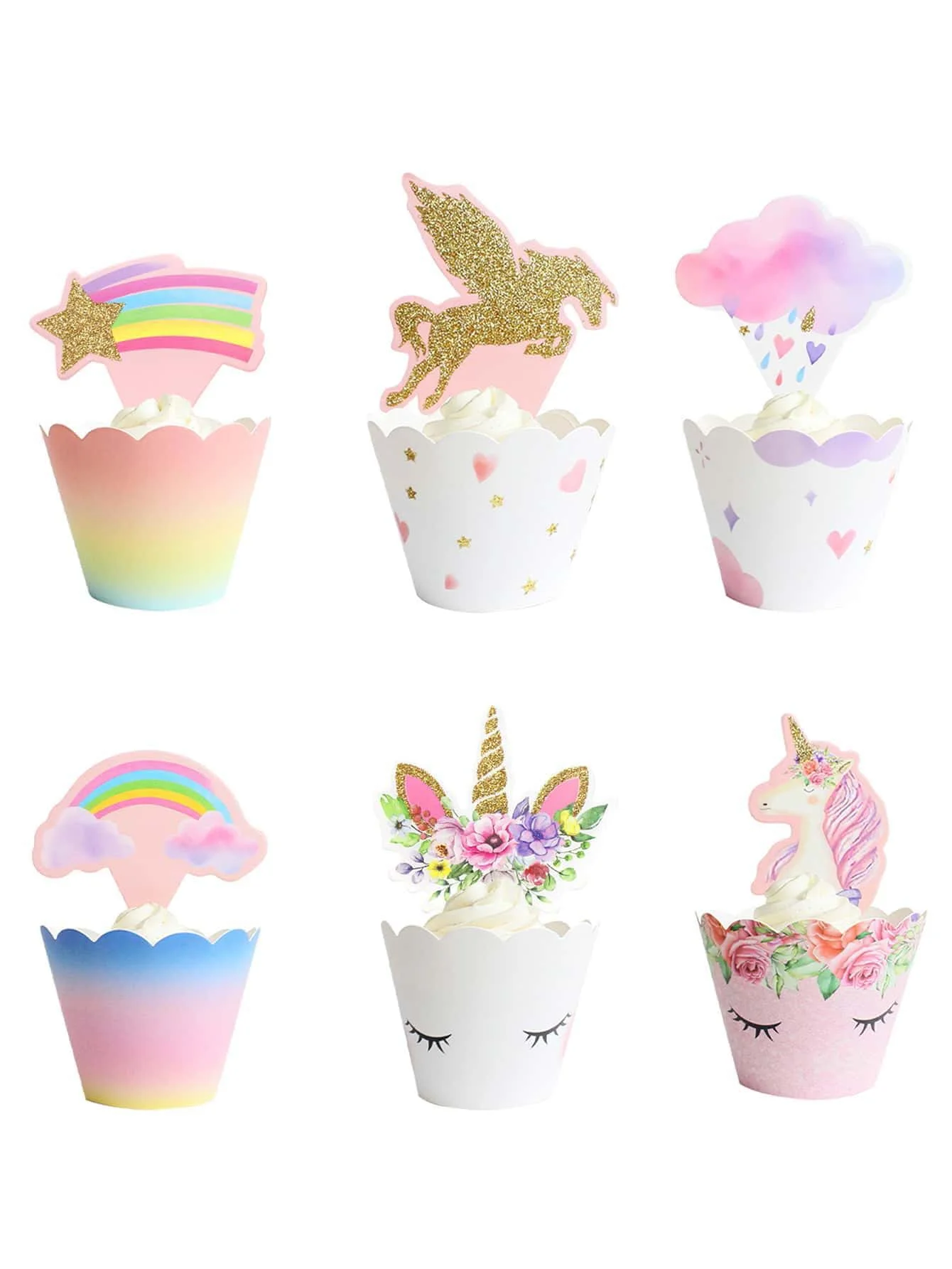 18 unicorn cake plug-in-18 cupcake decoration, unicorn theme cake decoration, cake decoration