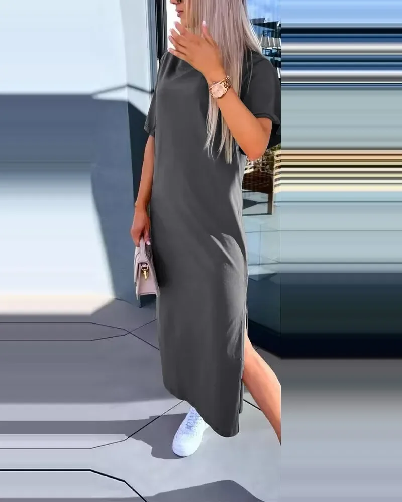 ملابس نسائية للربيع والصيف، فستان محبوك جديد للسيدات بلون سادة من الدانتيل الخلفي بدون أكمام