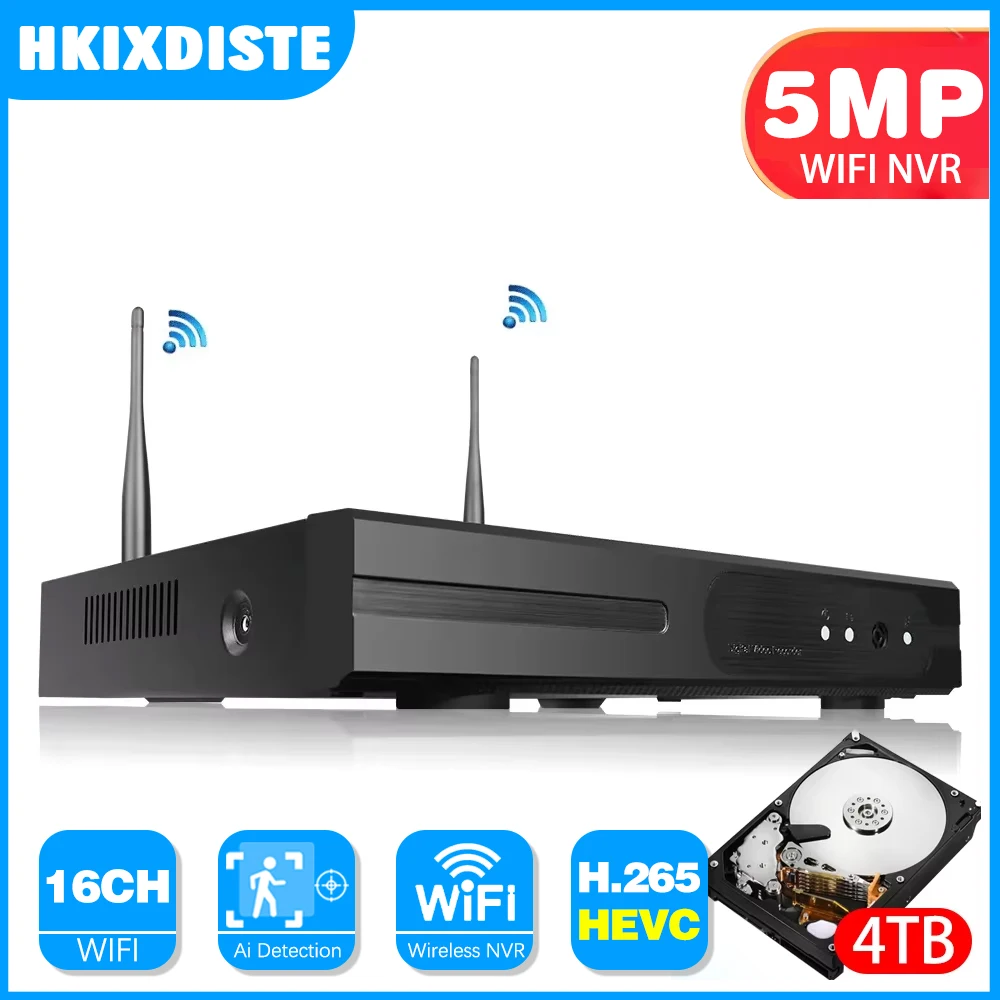 16CH H.265 5MP Wireless 10CH NVR Recorder WIFI CCTV PTZ Camera System P2P IP Camera Network Video Recorder NVR For ESeeCloud APP