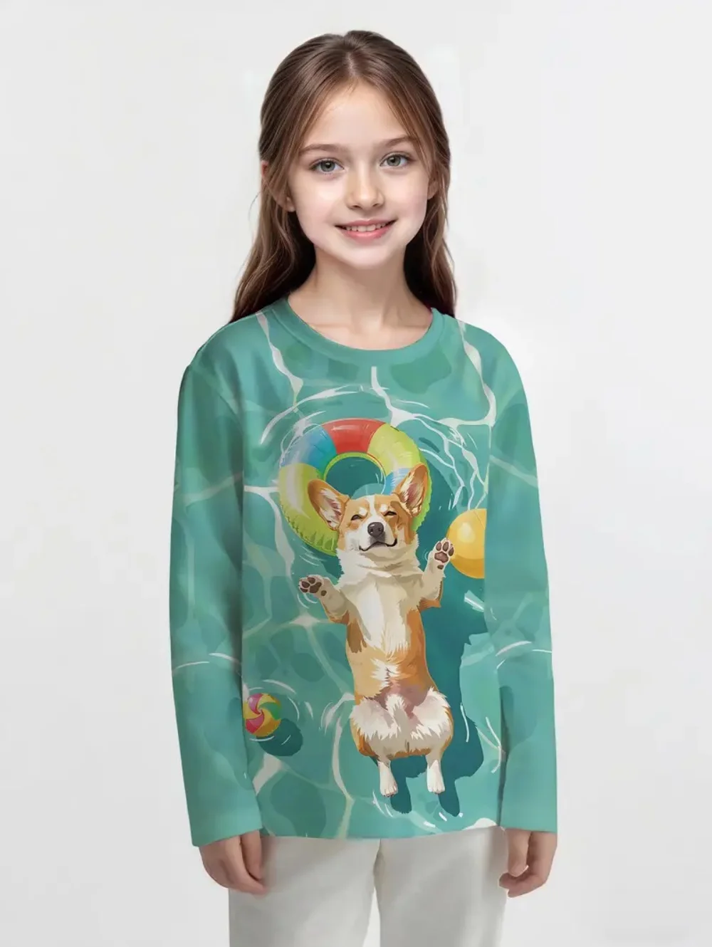 الفتيات الملابس الكرتون الكلب طباعة كم طويل بلايز فتاة تي شيرتات عجيبة الصيف لطيف الملابس 2-10y موضة ملابس الأطفال غير رسمية #2