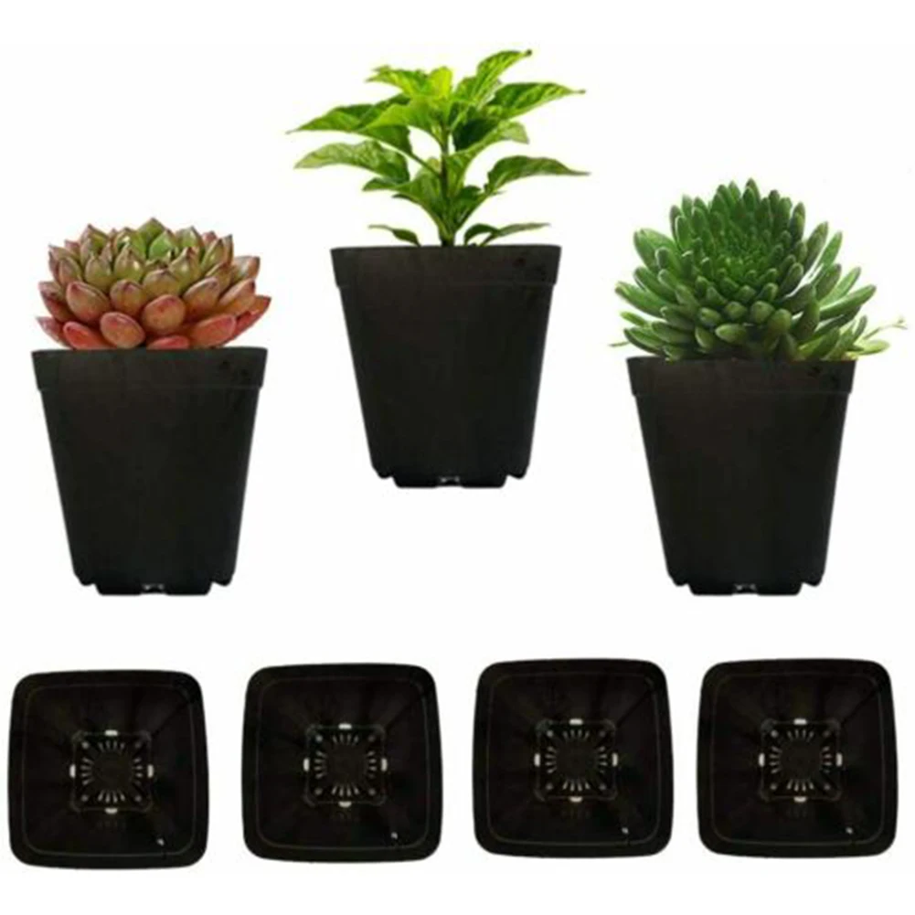 10 PCS Colorful Multi Square Nursery Flower Pots,Plastic Plant Pot With Transplant Flower Tray For Home Garden