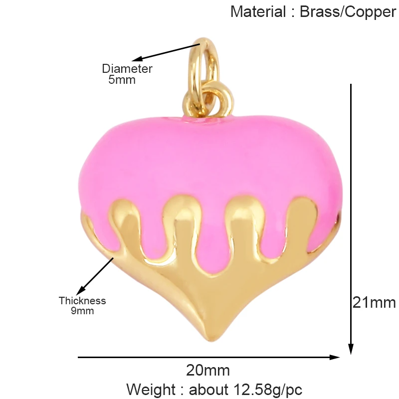 Fashion Colorful Dripping Oil Enamel Flowing Heart Charm Pendant,18K Gold Plated,Necklace Pendant Handmade Jewelry Supplies K39