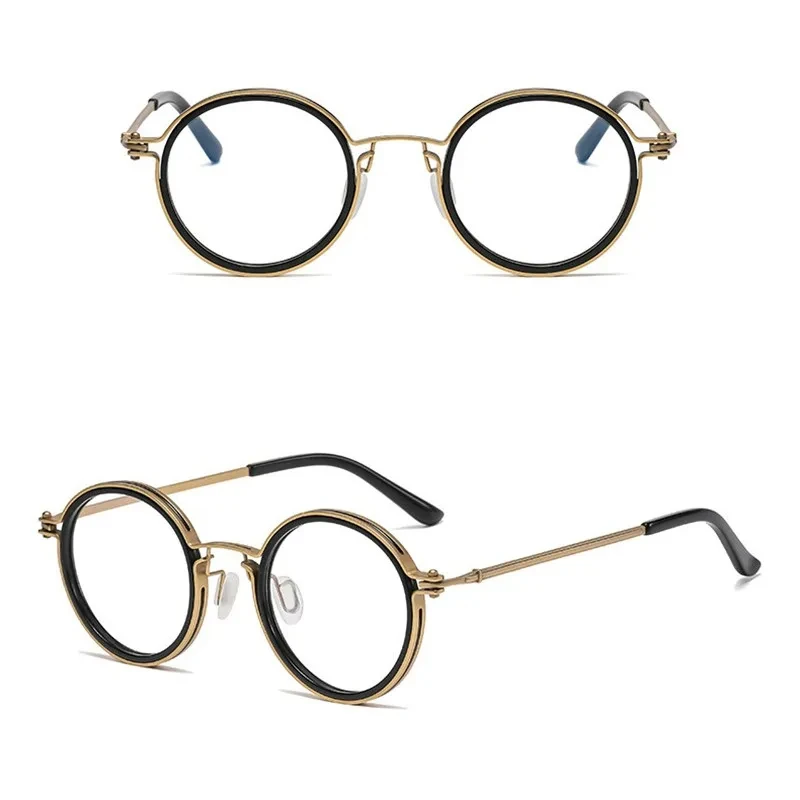 Lesebrille Männer Luxus Runde Rahmen Lupen Klare Linse Anti Blaues Licht Gläser Männer Frauen Metall Lesebrille Neue – Detail 10