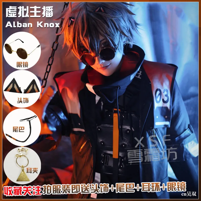 COS-KiKi Anime Vtuber Nijisanji Nocytx Alban Knox Game Suit Cosplay Costume Handsome Uniform Halloween Party Role Play Outfit