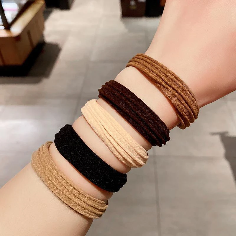 

10Pcs High Elastic Seamless Hair Rope For Women Girls Durable Ponytail Holder Simple Rubber Band Temperament Hair Accessories