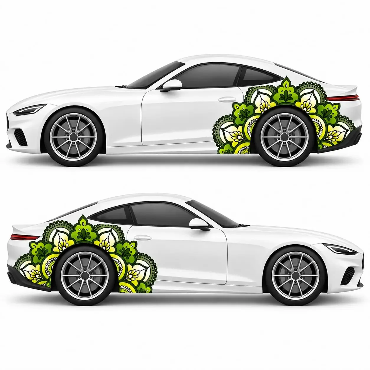 Green Floral Mandala Car Side Body Vinyl Decal Sticker