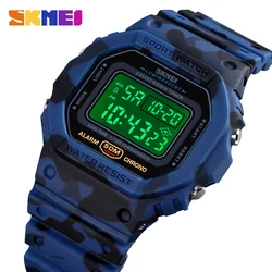 SKMEI Camouflage PU Strap Sport Watches for Men Fashion Waterproof Luminous Chronograph Clock Large Screen Digit Wristwatch Male