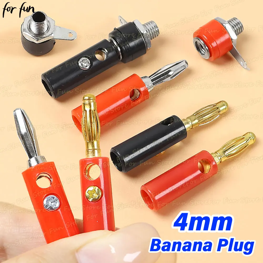 For-Fun 10PCS/10Pairs 4MM Banana Male Plug Female Socket Wire Cable Screw Connector Adapter For Amplifier Audio Speaker Terminal