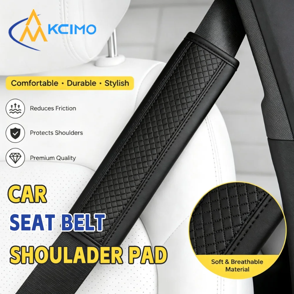 Embossed PU Leather Seat Belt Shoulder Pad Relieve Driving Shoulder Pressure Anti-Friction Clothes Universal Car Interior Decor