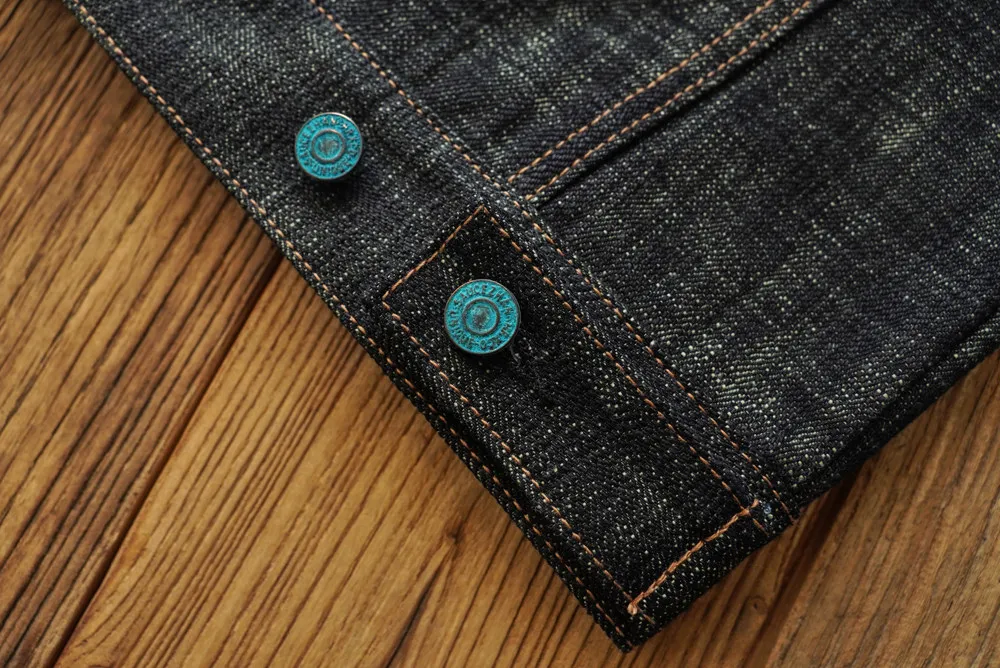 Sauce Zhan Men's Denim Jacket 20oz Heavyweight Selvedge Denim Slub Yarn Double-Dyed Year of The Snake Edition Loose Fit