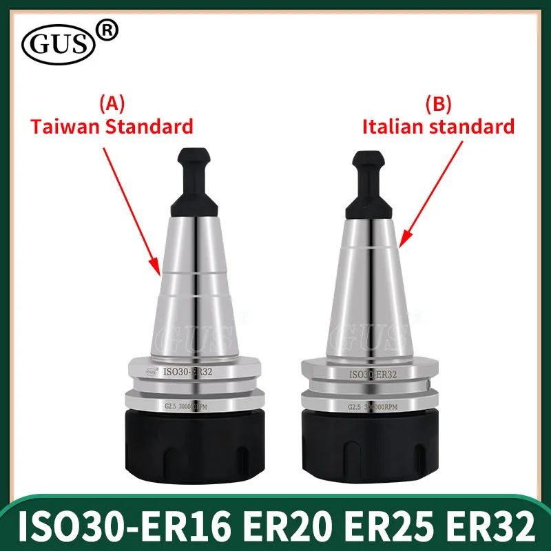 ISO30 Woodworking Tool Holder ER16 ER20 ER25 ER32 Collet Chuck Balancing G2.5 30000rpm With Pull Pin CNC Spindle Lathe Milling