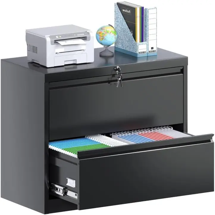 

Lateral File Cabinet with Lock,2 Drawer Metal Wide Filing Organization Cabinet,Home Office School Furniture NEW USA