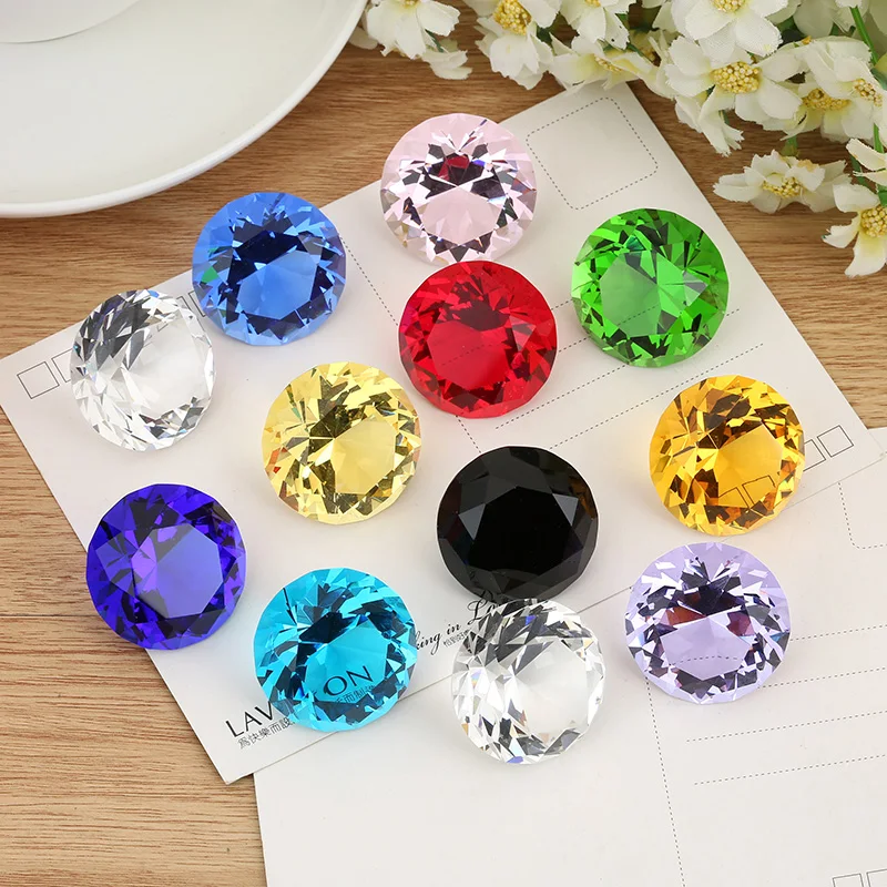 12 pcs/set Crystal Glass Faceted Diamond Jewel Paperweight Sparkle Feng Shui Wedding Favors&Gifts Home Table Decoration Supplies