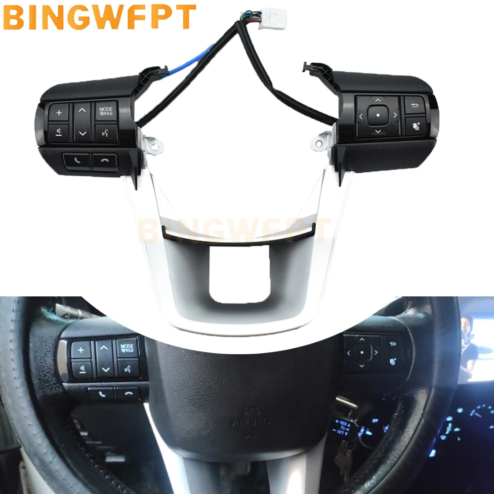 

84250-0K320 Steering Wheel Buttons For Toyota Hilux Revo Rocco Fortuner 2015 2016 2017 2018 2019 2020 Audio Phone Control Switch