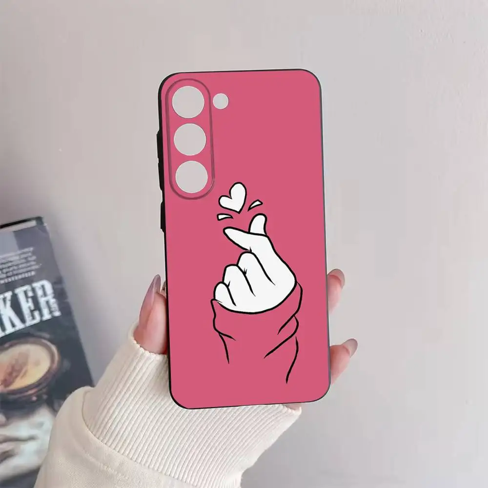 Casing Ponsel Tangan Cantik untuk Samsung Galaxy A73,72,51,53,52,71,22,5G,Note,J7,8,9 Sampul Hitam Lembut