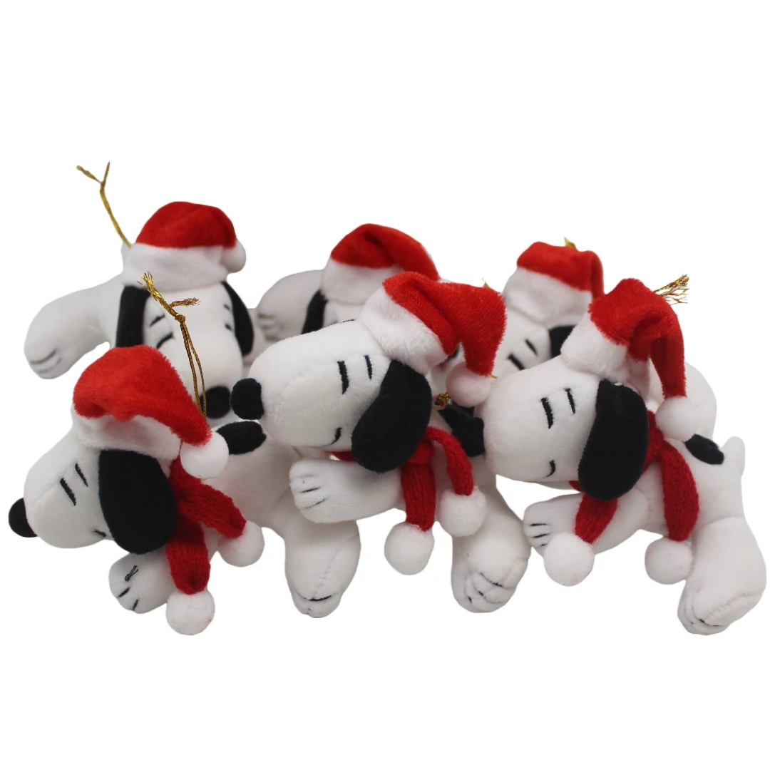 12 pezzi 10 cm arachidi Natale Snoopy giocattoli pendenti in peluche Snoopy di Natale giocattoli ornamentali per albero di Natale