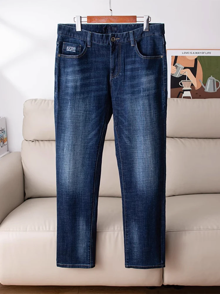 

Comfortable Stretchy Men's Slim Fit Straight Leg Casual Denim Jeans mid Low Waist Thi Denim Modern Sle Spring Autumn