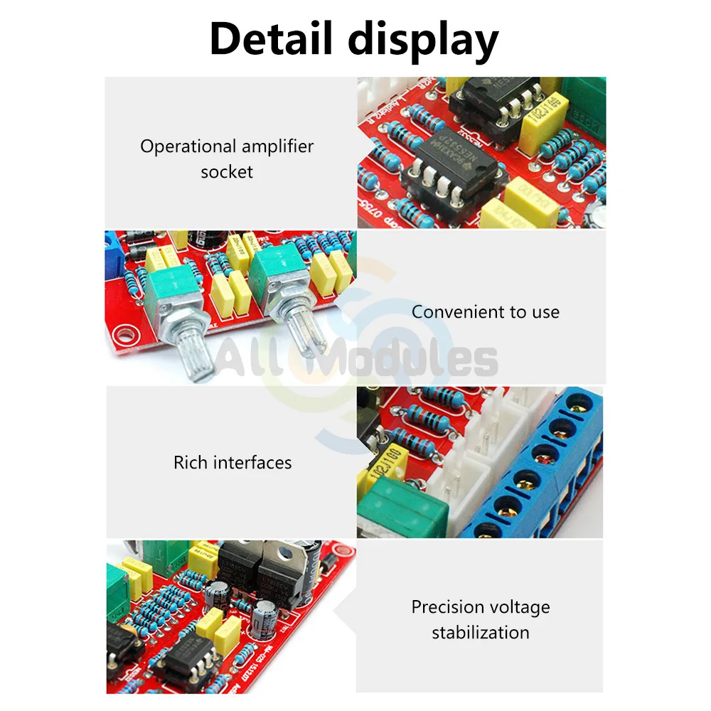 Volume Control Board HIFI NE5532 Tone Board Preamplifier Preamp Module with Treble Midrange and Bass Tone Controls