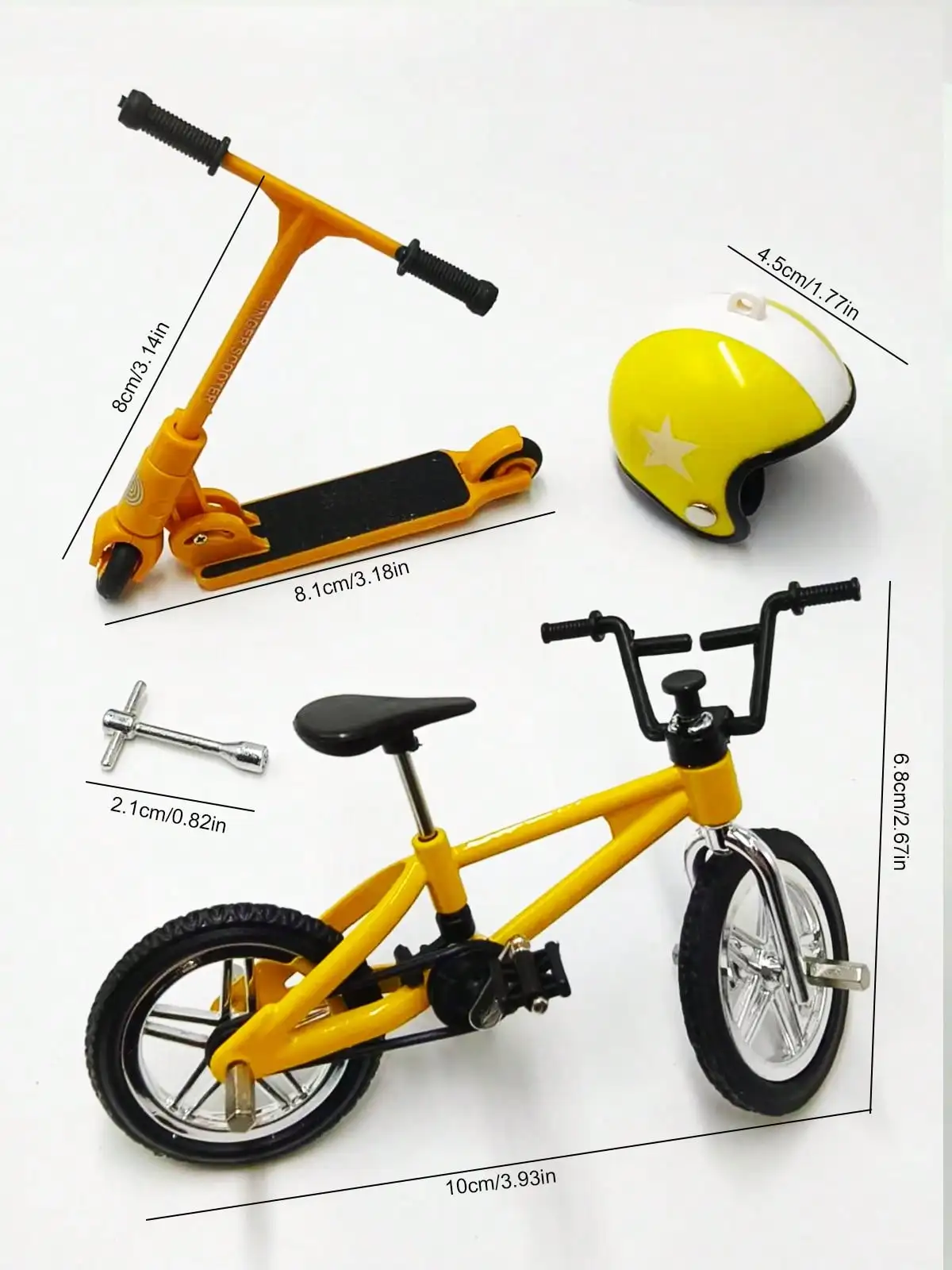 1:12 Miniature Bicycle Scooter Set Dollhouse Mini Bike Helmet Repair Tool DIY Diorama Accessories view 3