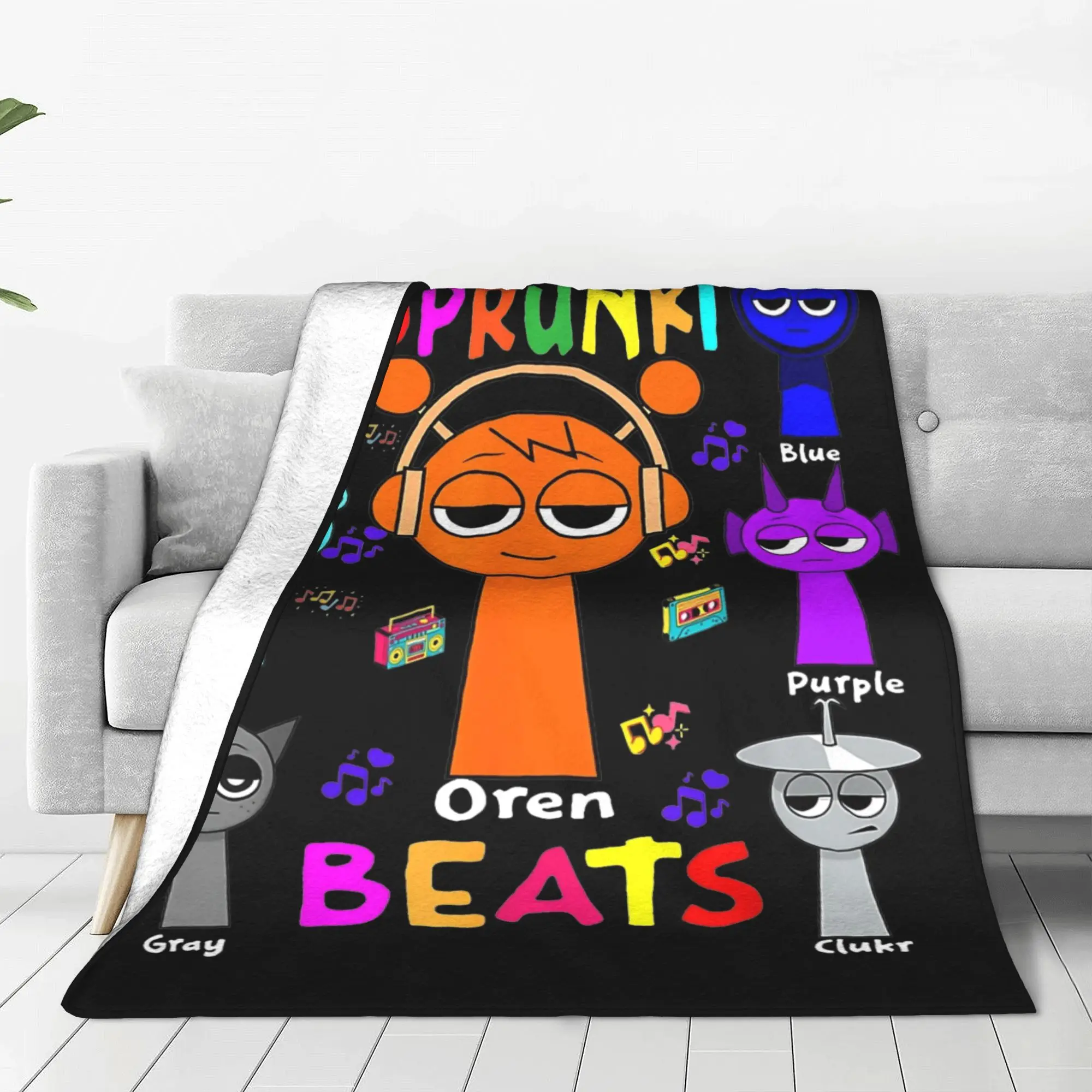 Incredibox Sprunki Blankets Fleece All Season Horror Game  Multifunction Throw Blankets for Home Car Plush Thin Quilt