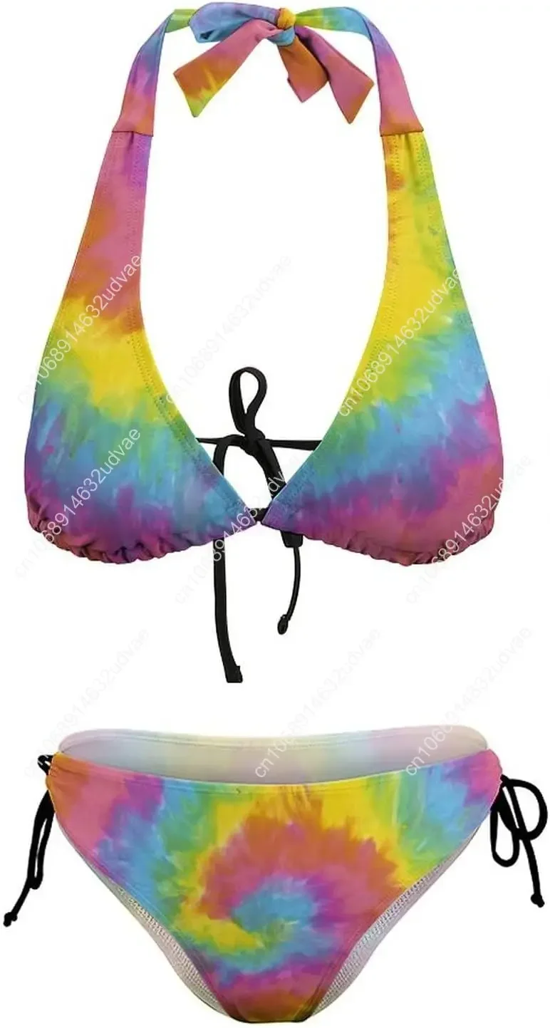 المرأة مثير الرسن سلسلة ملابس السباحة المايوه التعادل صبغ مثلث بيكيني مجموعات